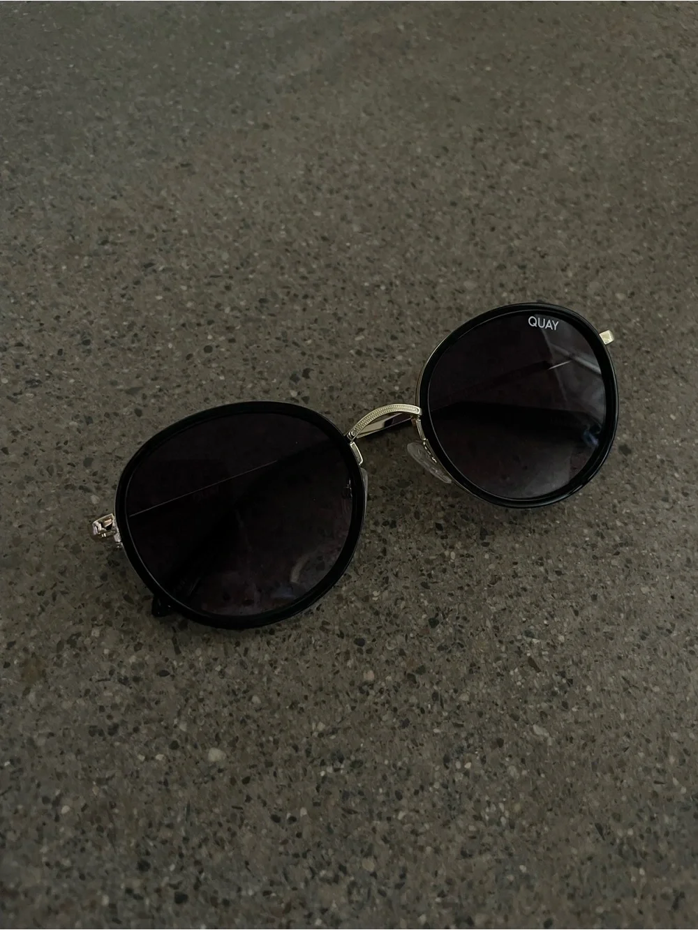 Quay Firefly Round Black Gold Metal Sunglasses UV Protection Womens